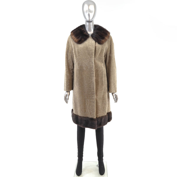 Shearling Coat with Mink Trim- Size L
