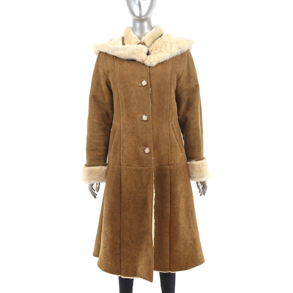 Shearling Coat with Removable Hood- Size XS