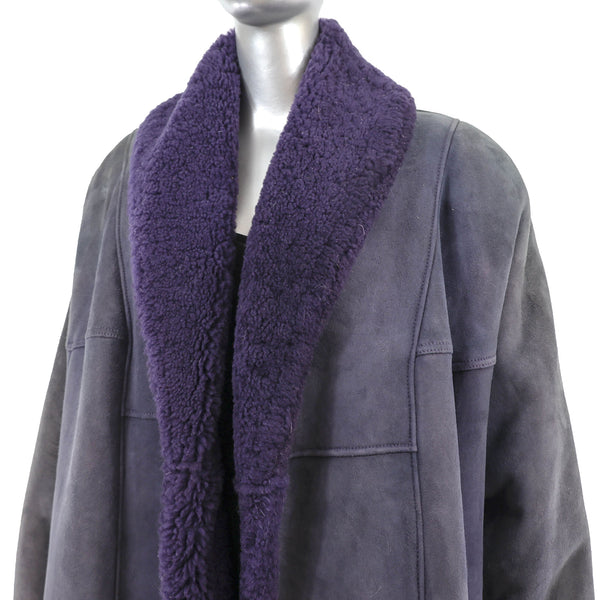 Purple Long Shearling Coat- Size XXXXL