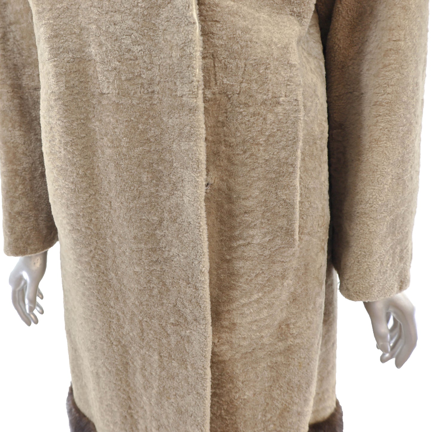 Shearling Coat with Mink Trim- Size L