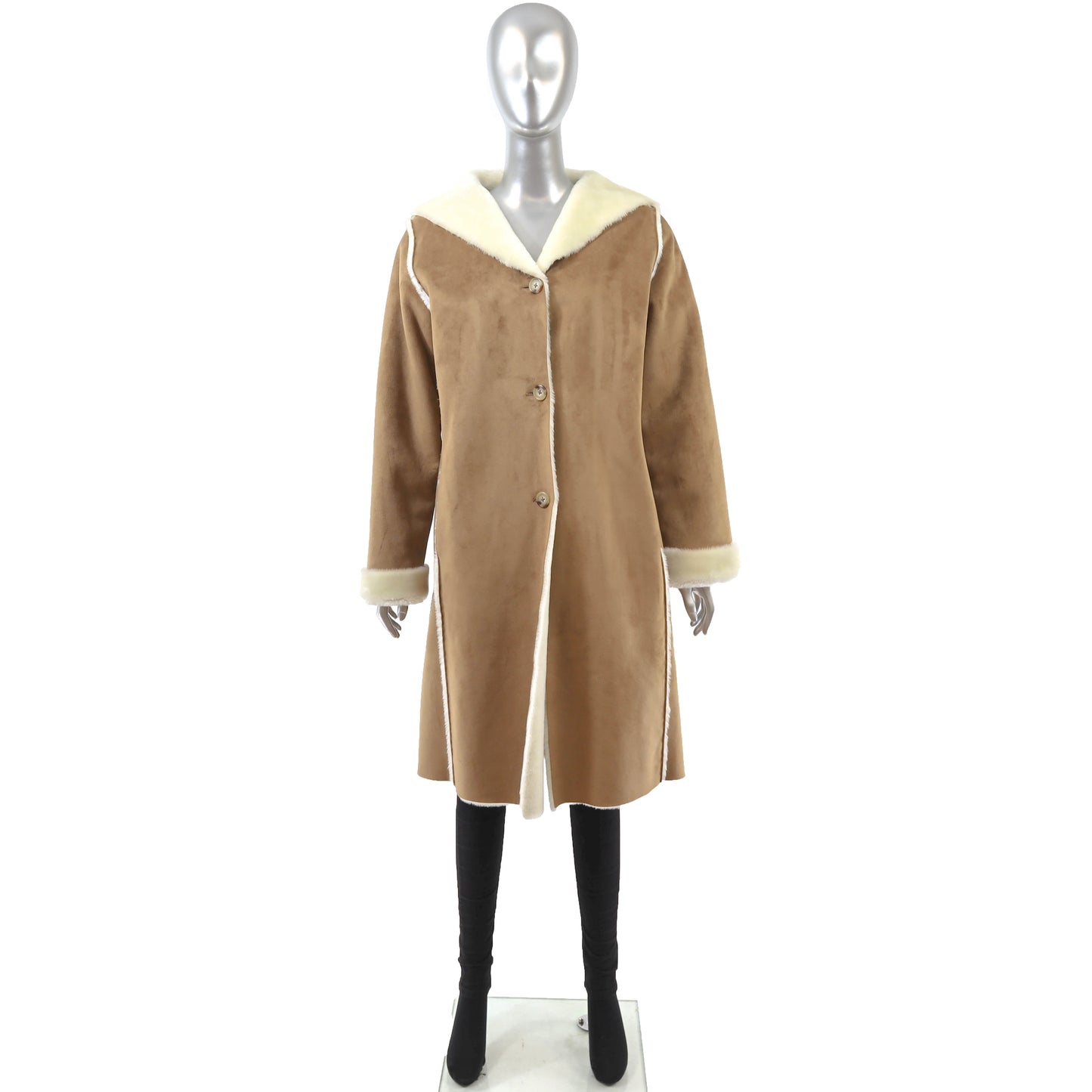 Ralph Lauren Camel Faux Shearling Hooded Coat- Size S