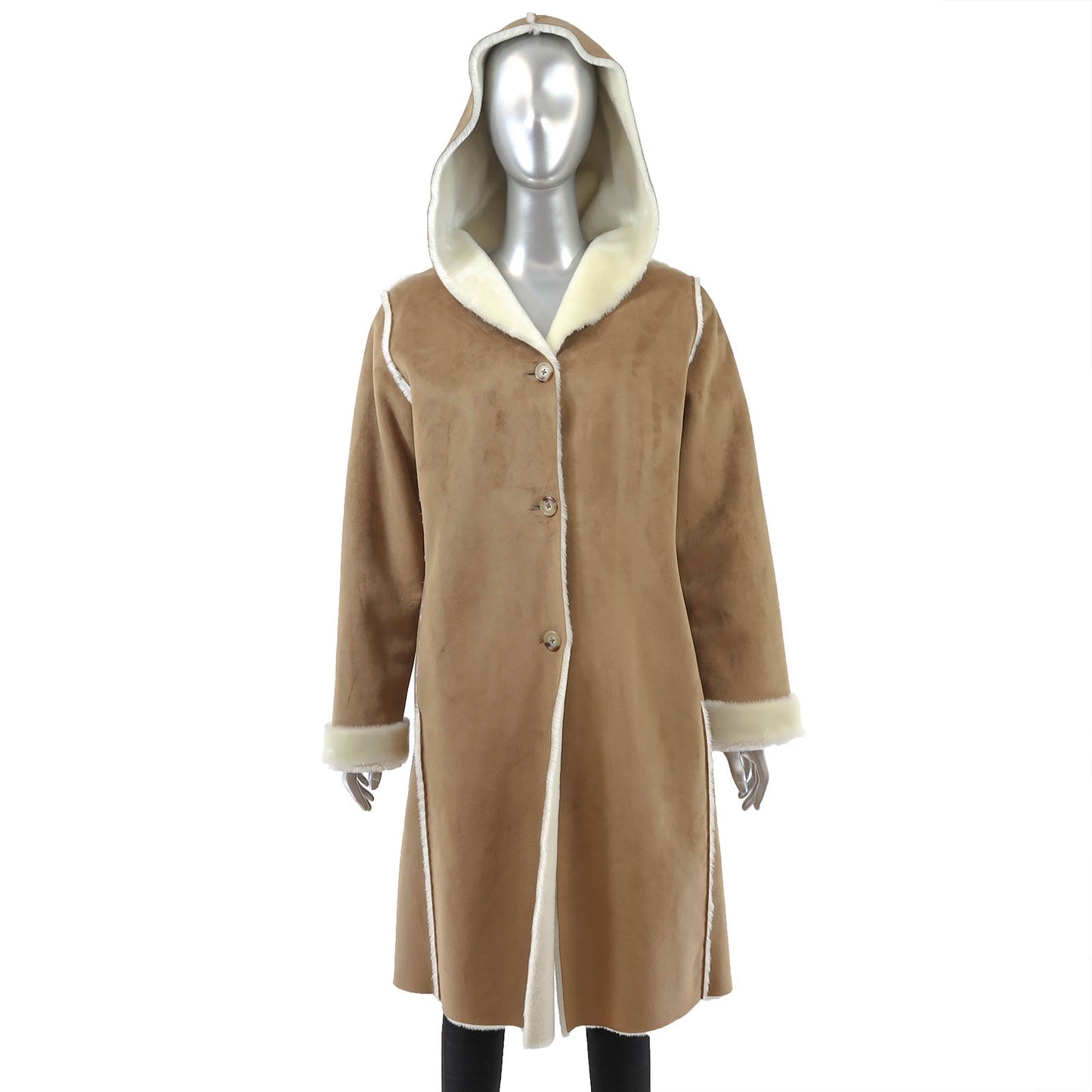 Ralph Lauren Camel Faux Shearling Hooded Coat- Size S