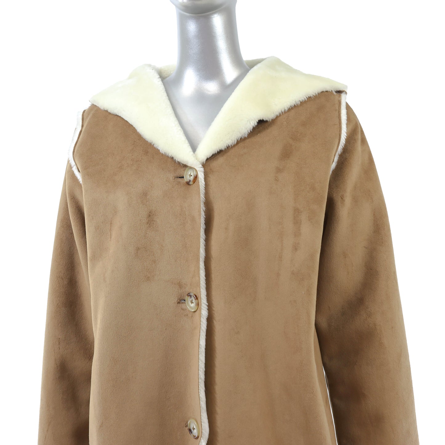 Ralph Lauren Camel Faux Shearling Hooded Coat- Size S