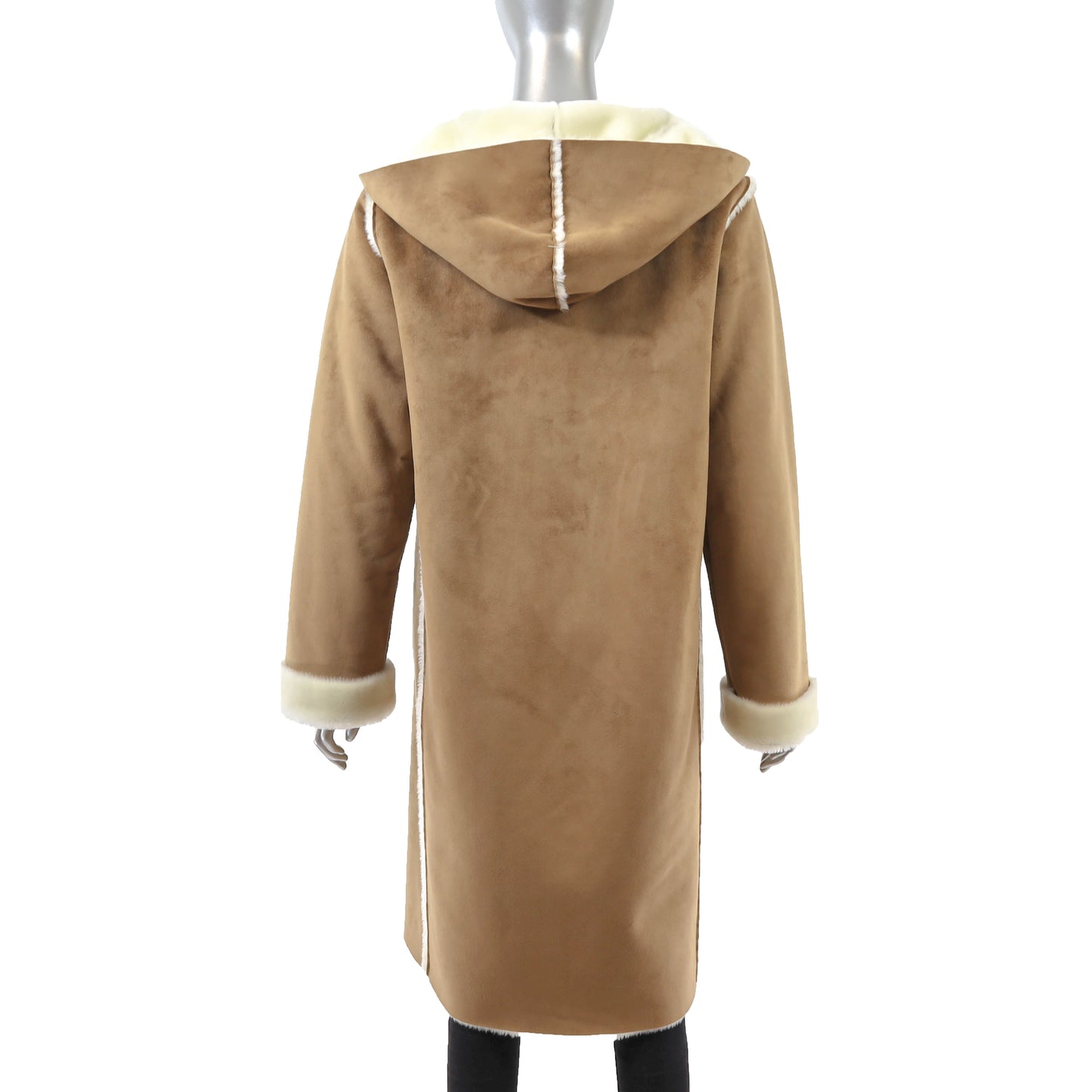 Ralph Lauren Camel Faux Shearling Hooded Coat- Size S