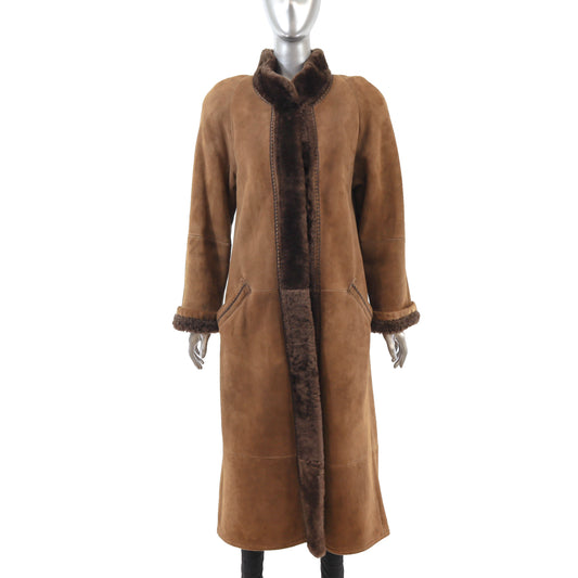 Camel Shearling Coat- Size M