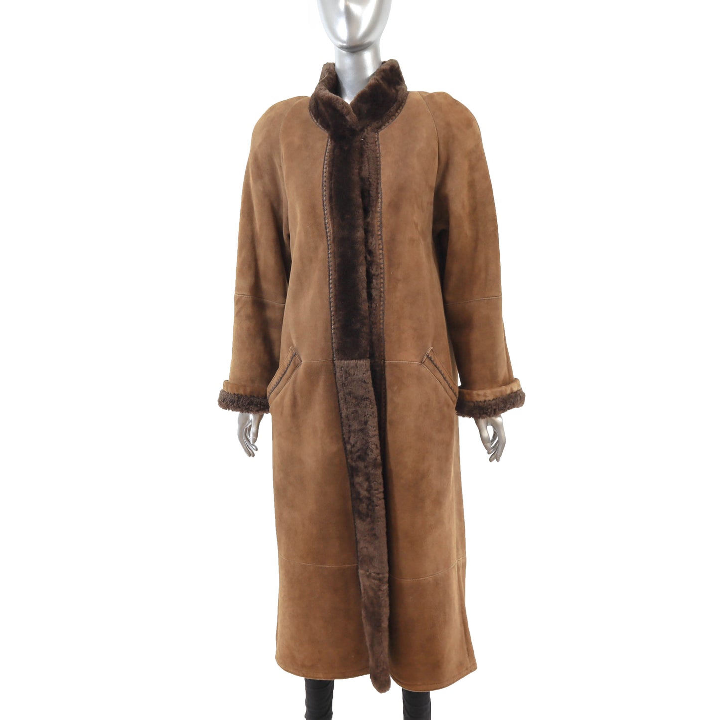 Camel Shearling Coat- Size M