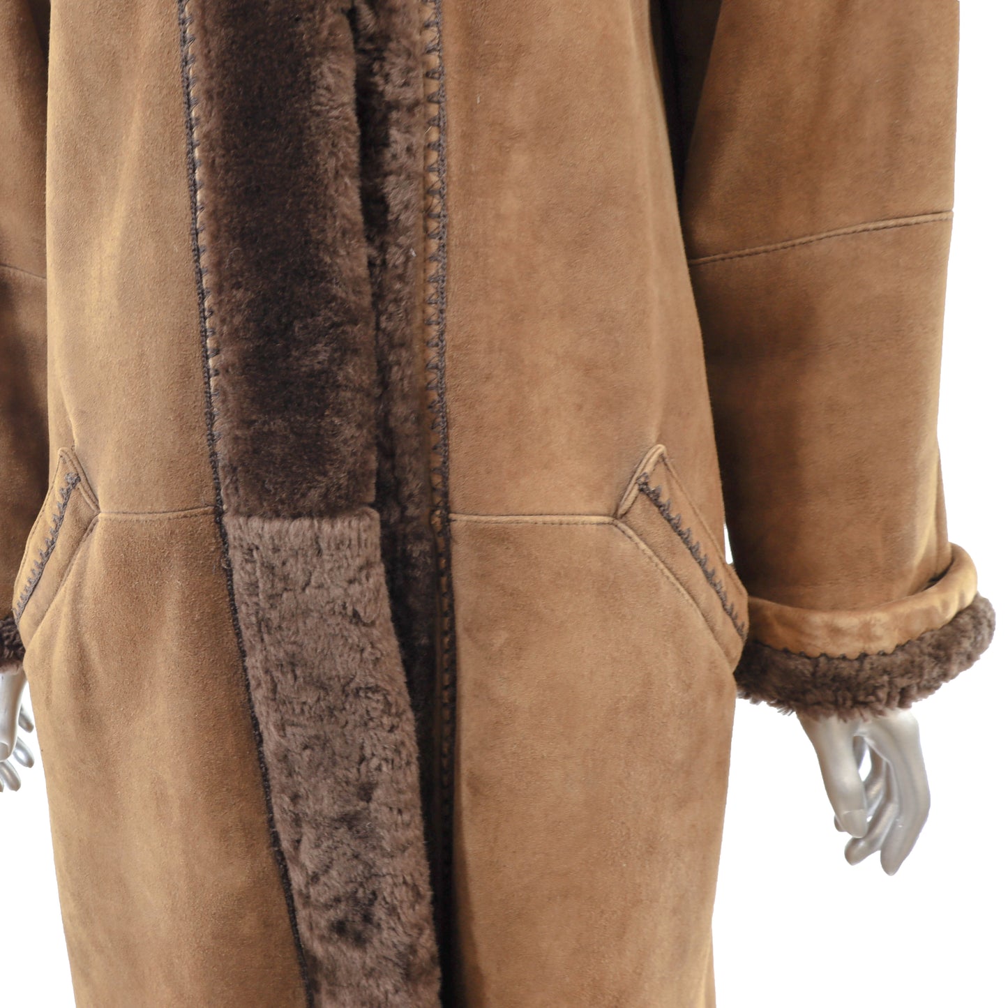 Camel Shearling Coat- Size M