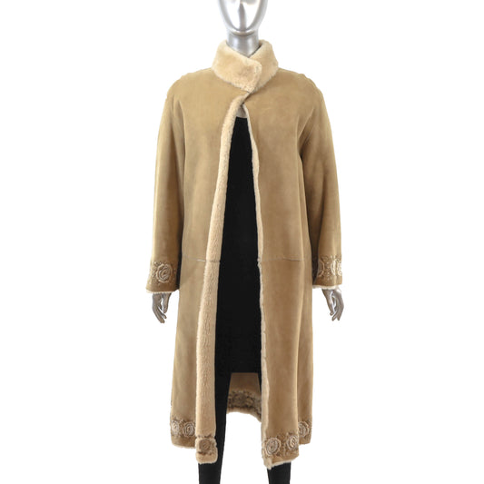 Tan Shearling Coat- Size M