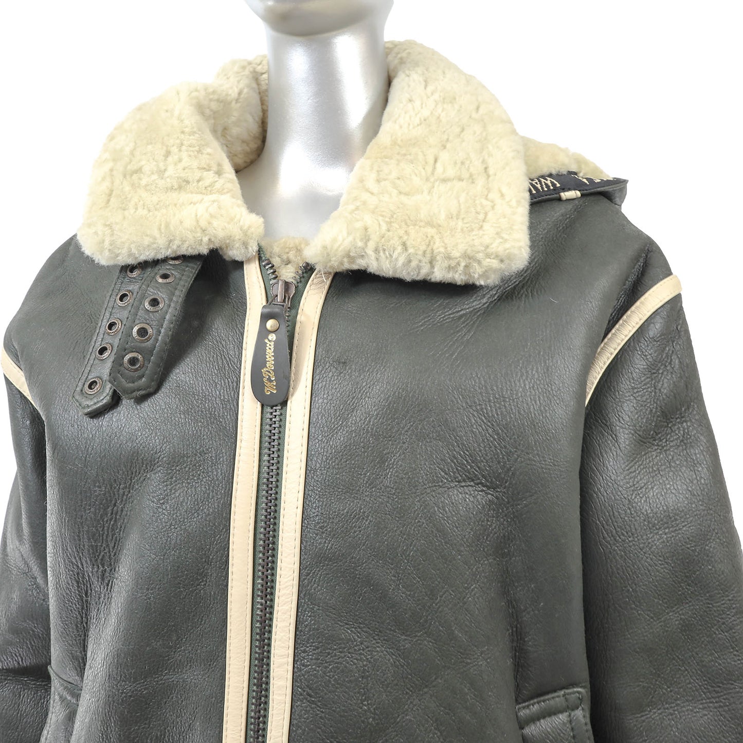 Men's Dark Green Shearling Jacket with Detachable Hood- Size XXL