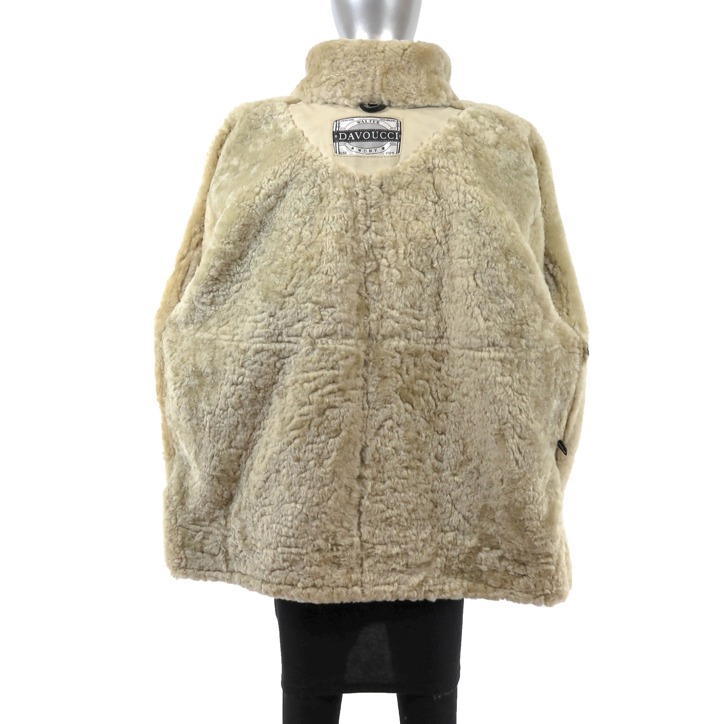 Men's Dark Green Shearling Jacket with Detachable Hood- Size XXL