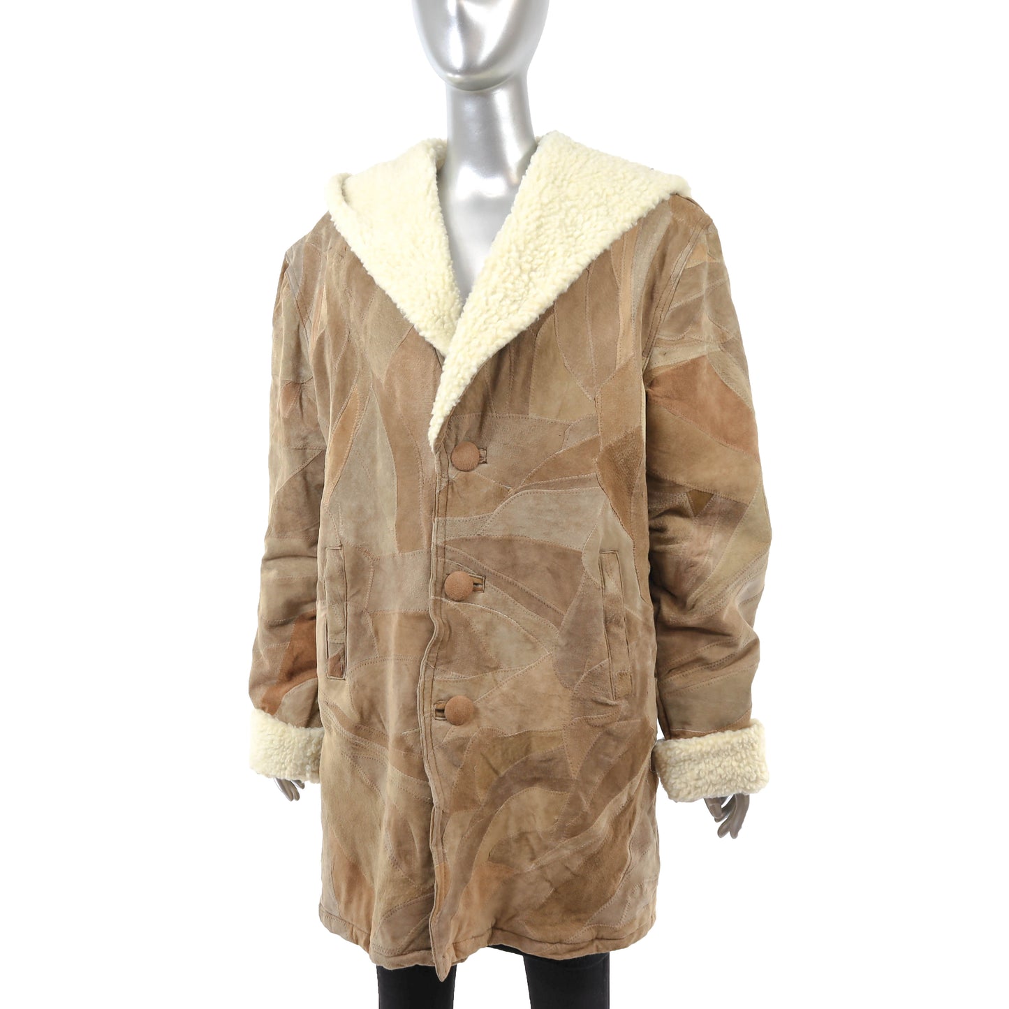Light Brown Hooded Suede Jacket- Size L