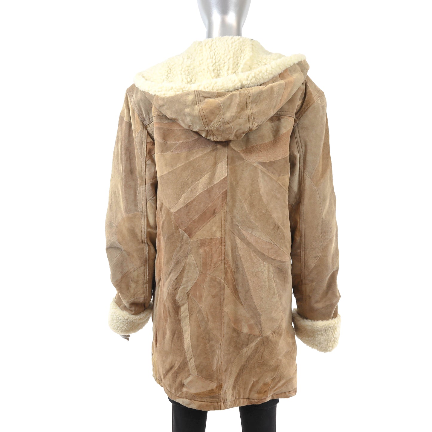 Light Brown Hooded Suede Jacket- Size L