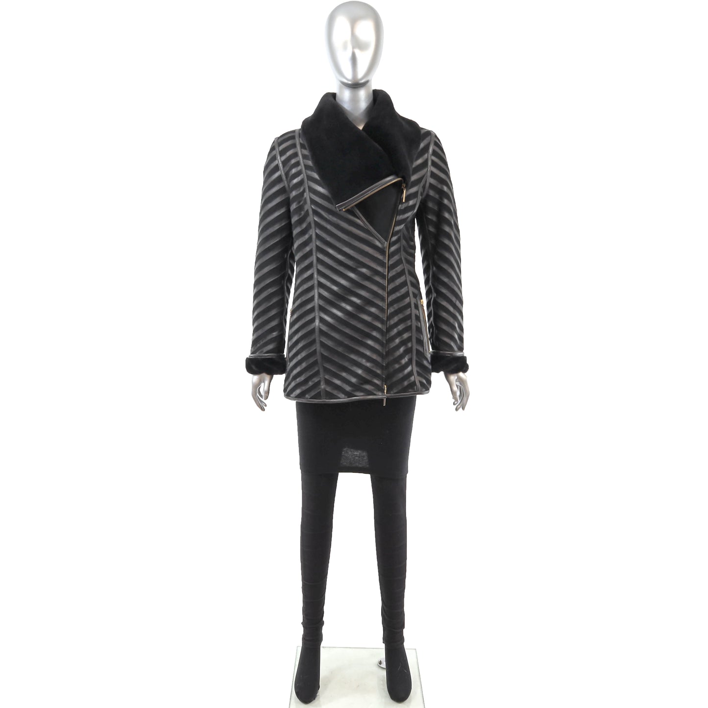 Black Shearling Jacket- Size S