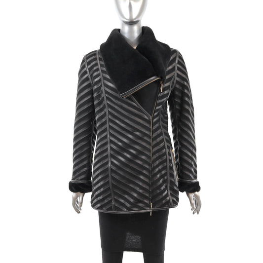 Black Shearling Jacket- Size S