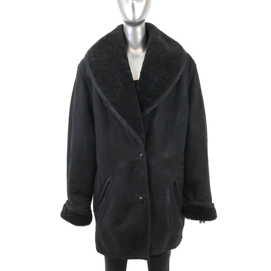 Men's Black Shearling Jacket- Size L