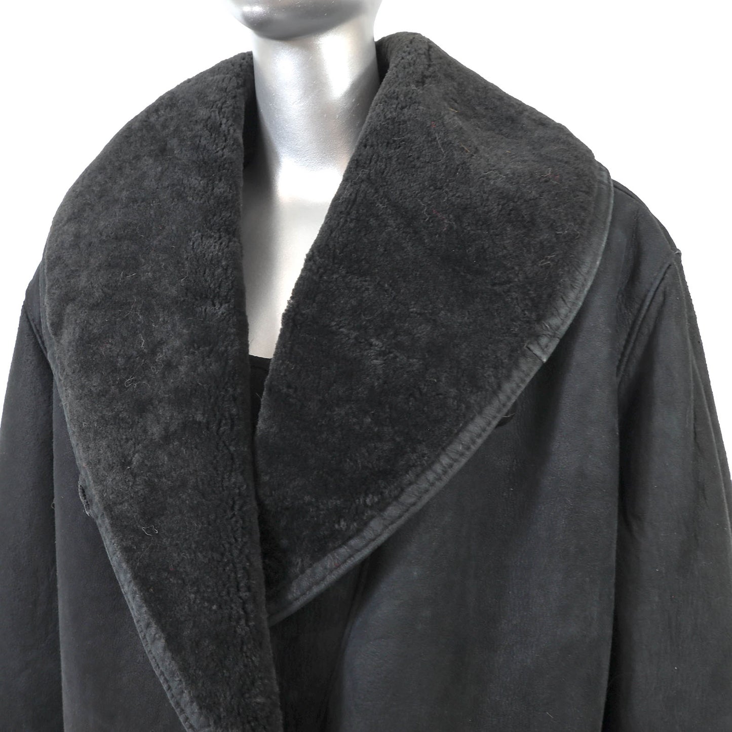 Men's Black Shearling Jacket- Size L