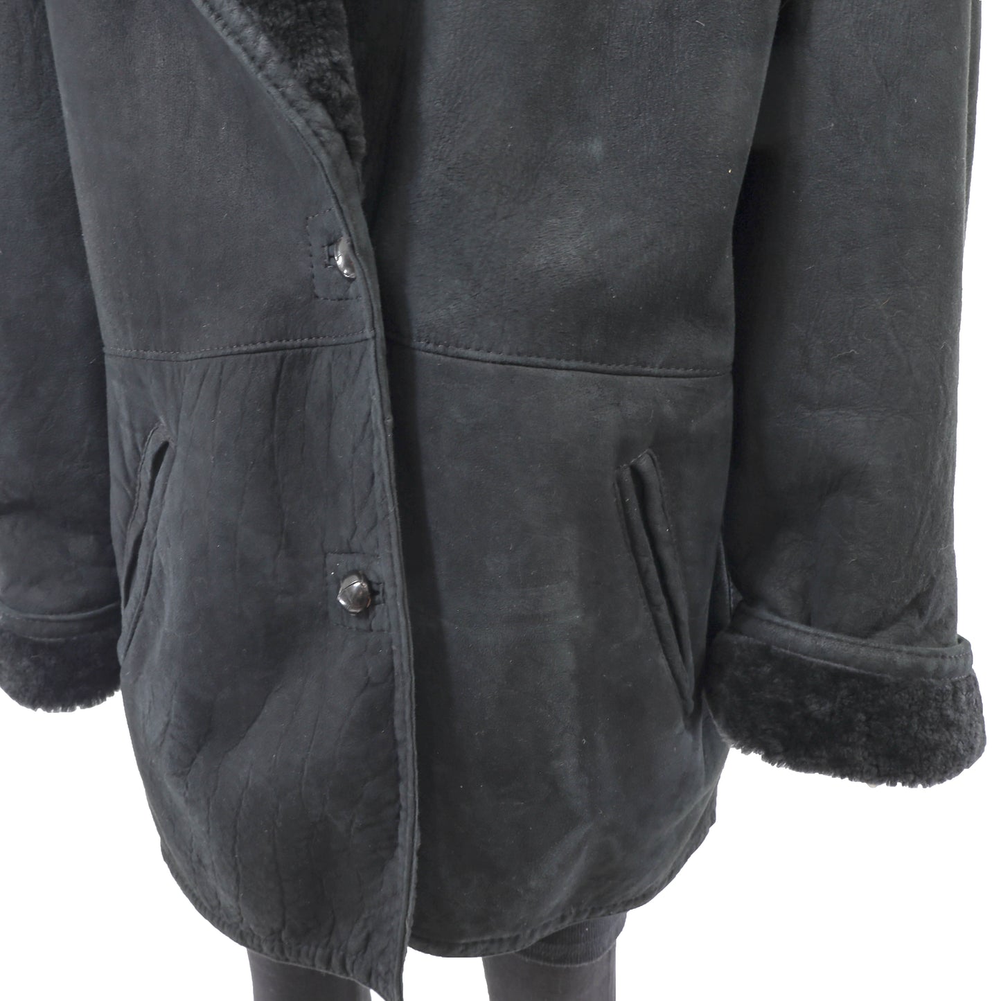 Men's Black Shearling Jacket- Size L