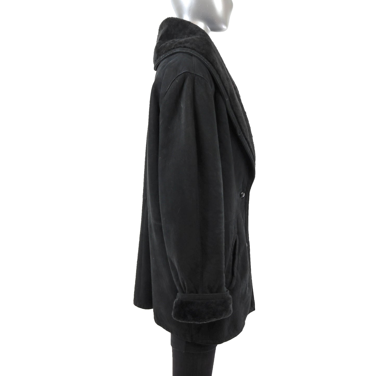 Men's Black Shearling Jacket- Size L