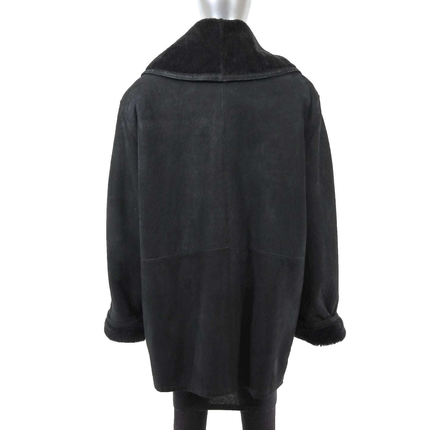 Men's Black Shearling Jacket- Size L