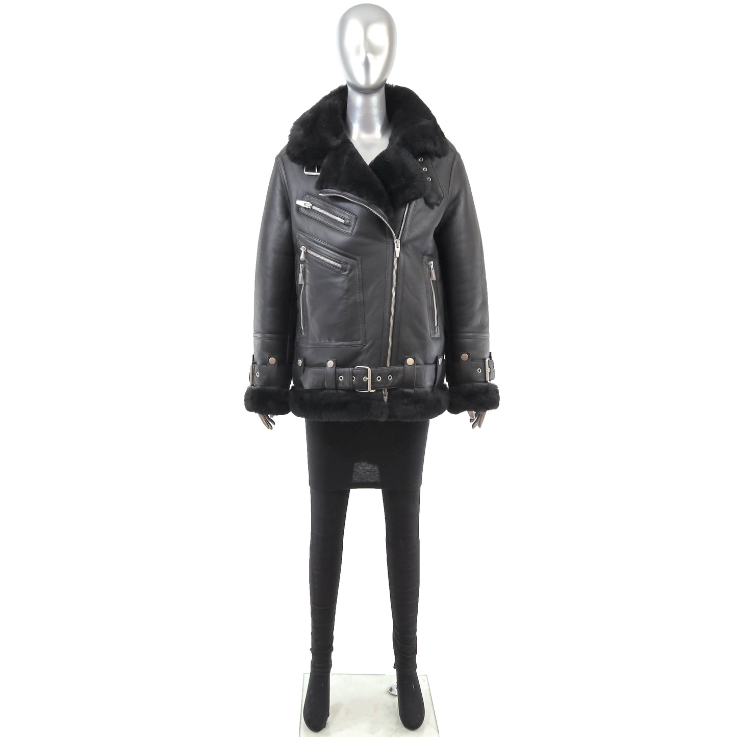 Black Shearling Jacket- Size M