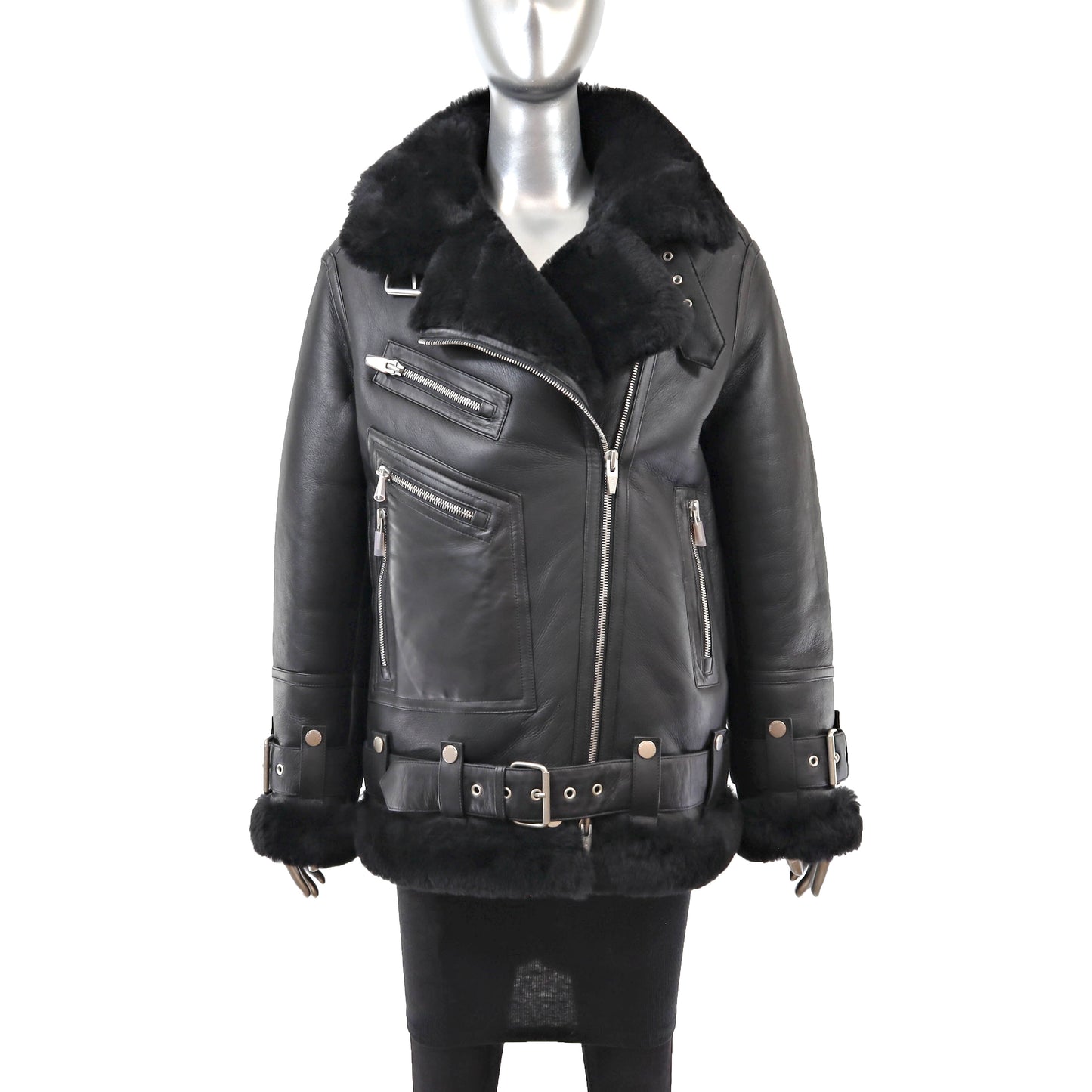Black Shearling Jacket- Size M