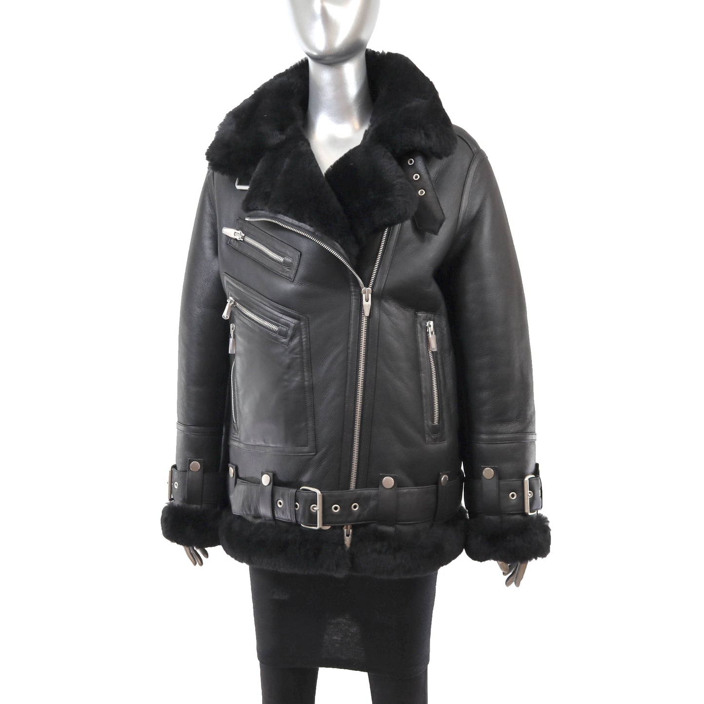 Black Shearling Jacket- Size M