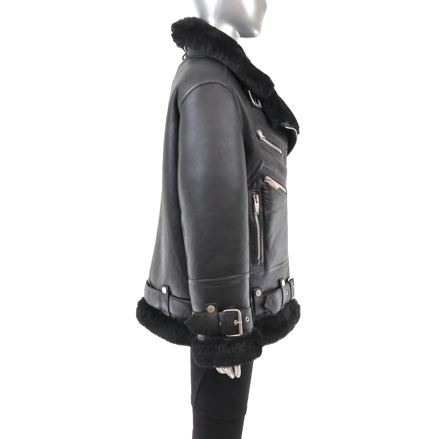 Black Shearling Jacket- Size M