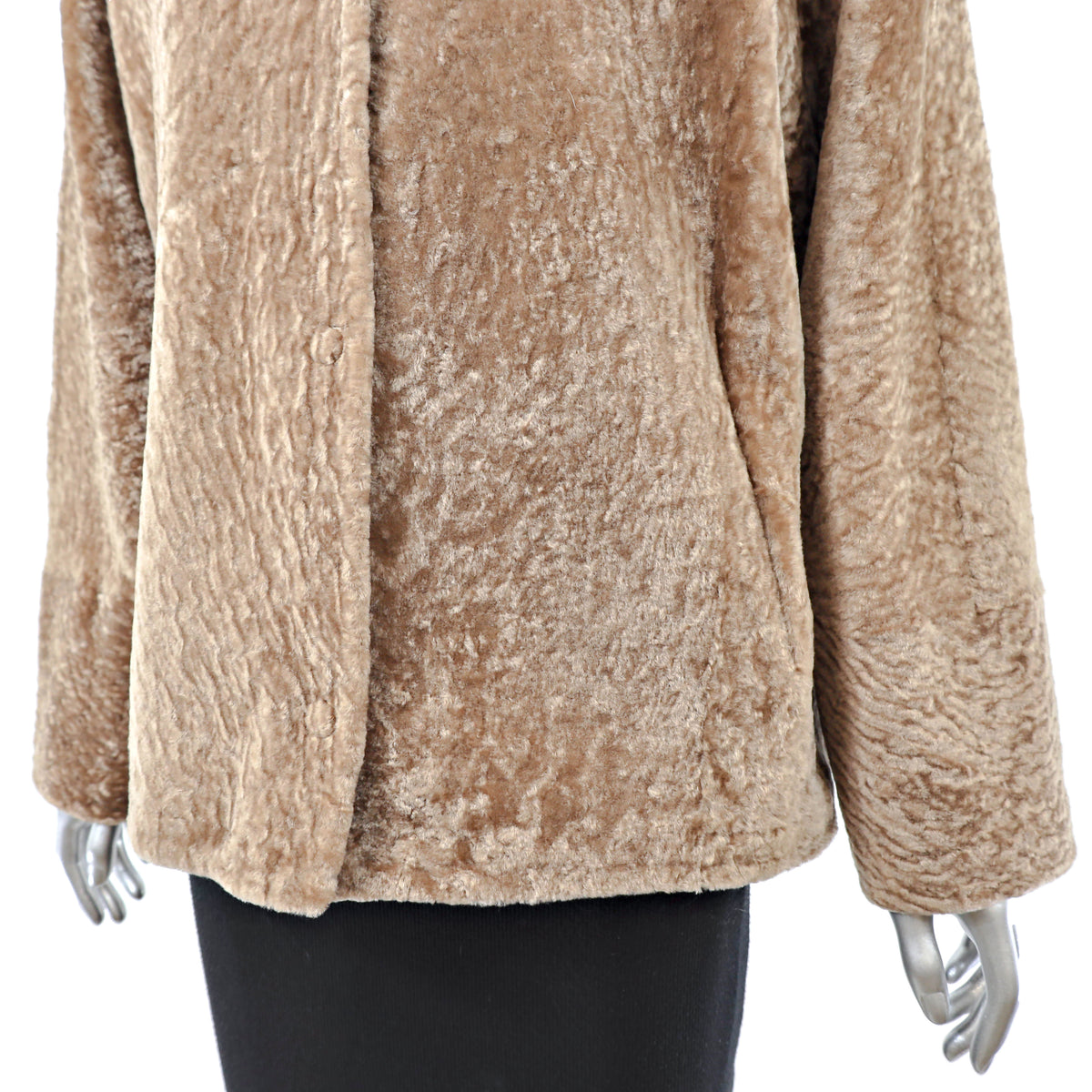 Camel Hooded Shearling Jacket- Size M