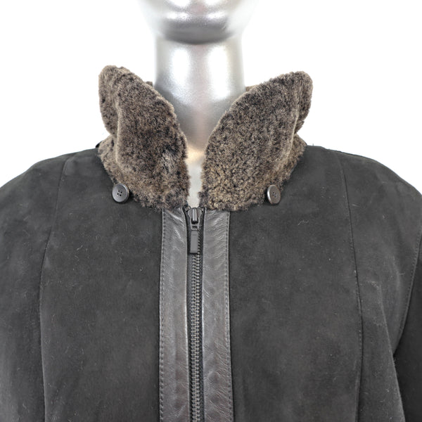 Black Shearling Jacket- Size L