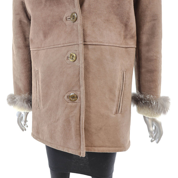 Shearling Jacket with Silver Fox Trim- Size M