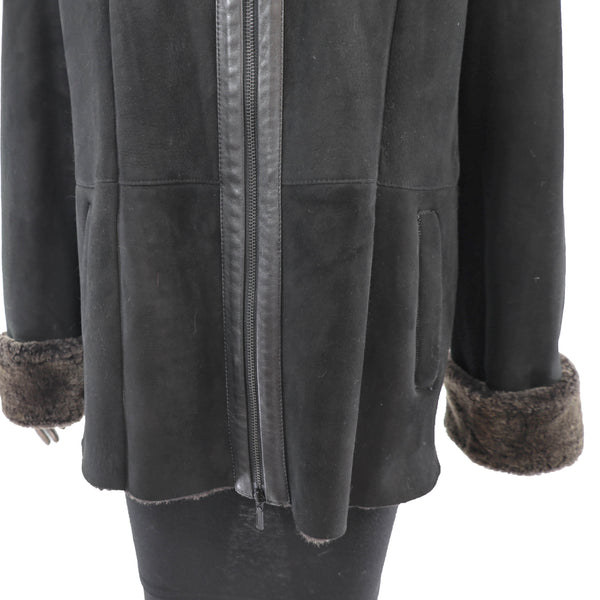 Black Shearling Jacket- Size L