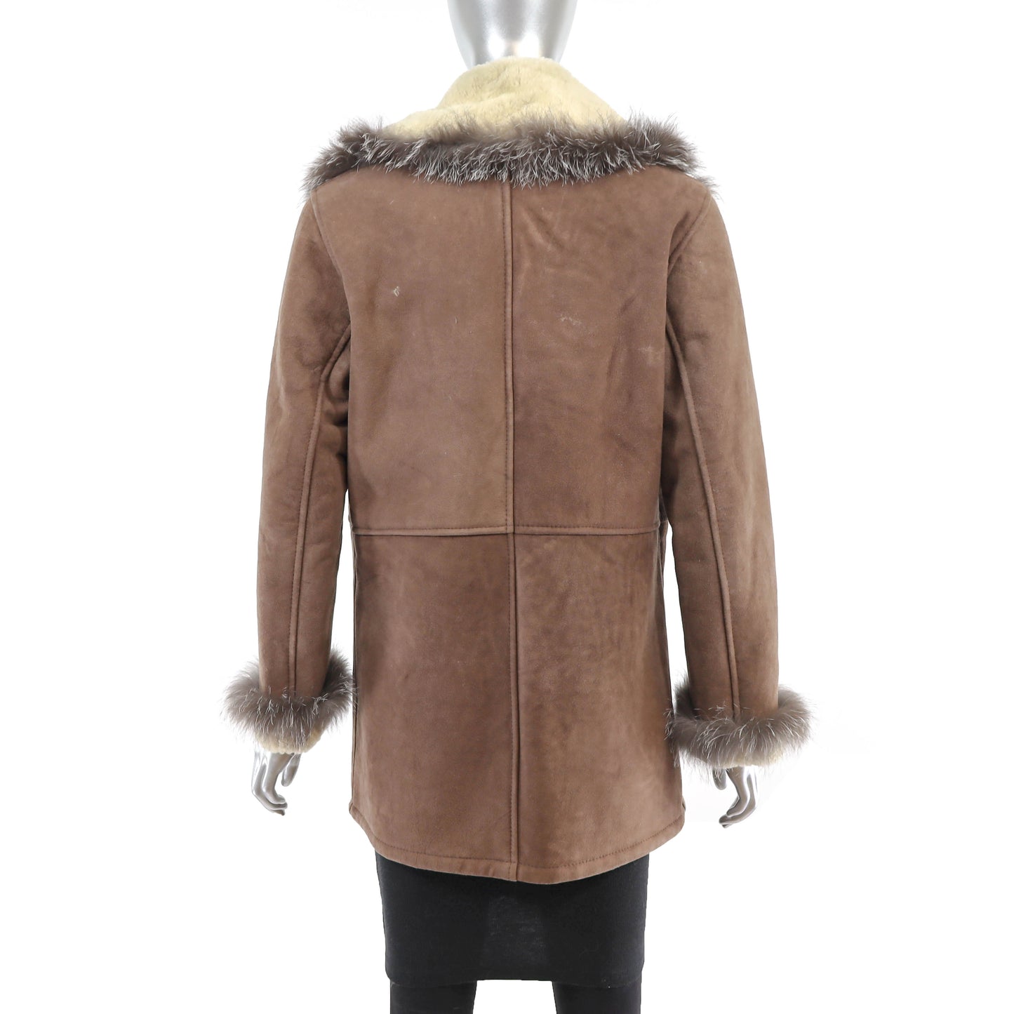 Shearling Jacket with Silver Fox Trim- Size M