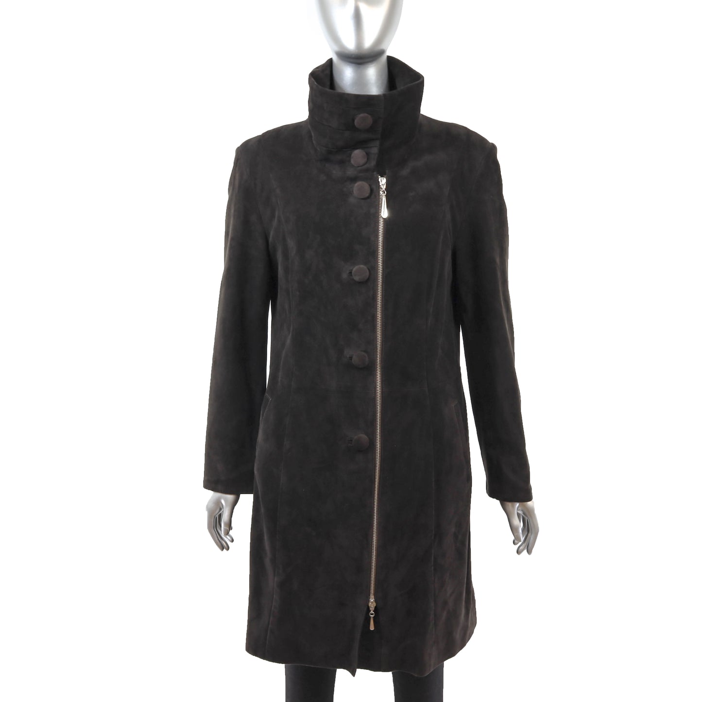 Dark Brown Suede Coat- Size S