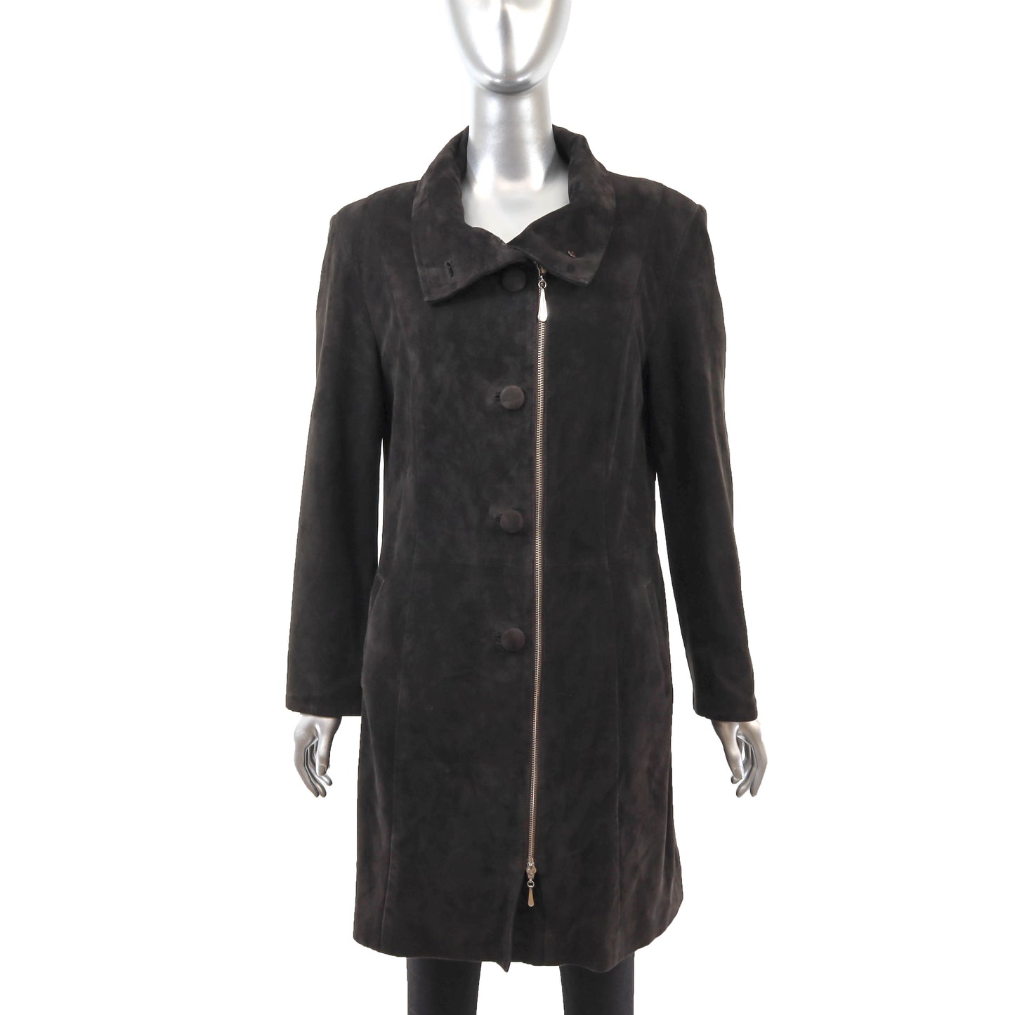 Dark Brown Suede Coat- Size S
