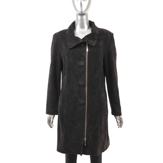 Dark Brown Suede Coat- Size S