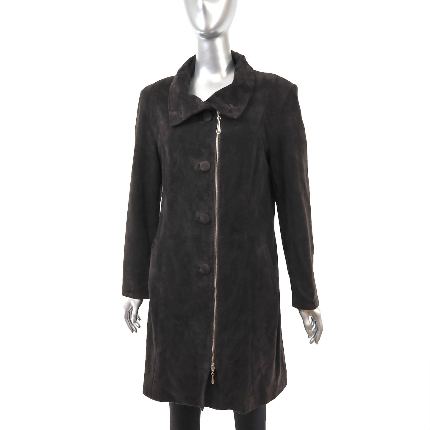 Dark Brown Suede Coat- Size S