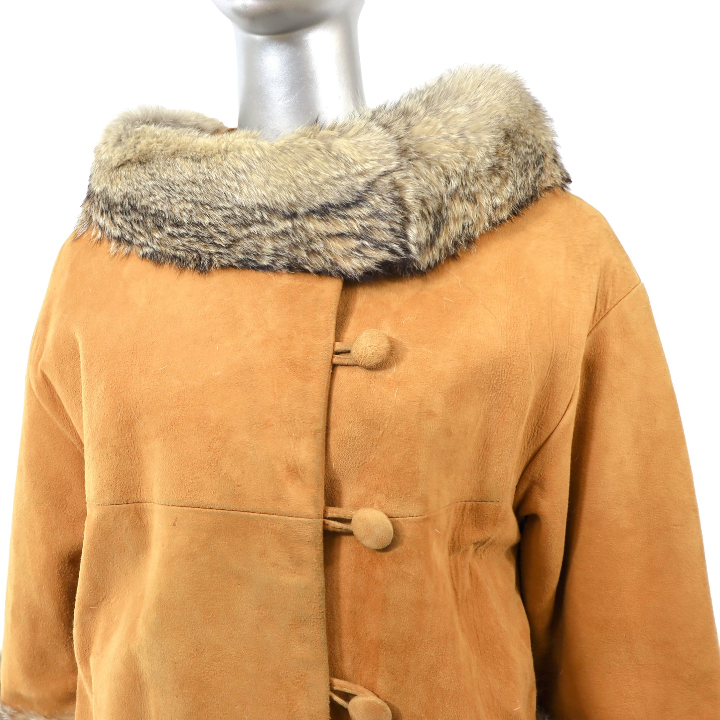 Suede Coat with Coyote Trim- Size M