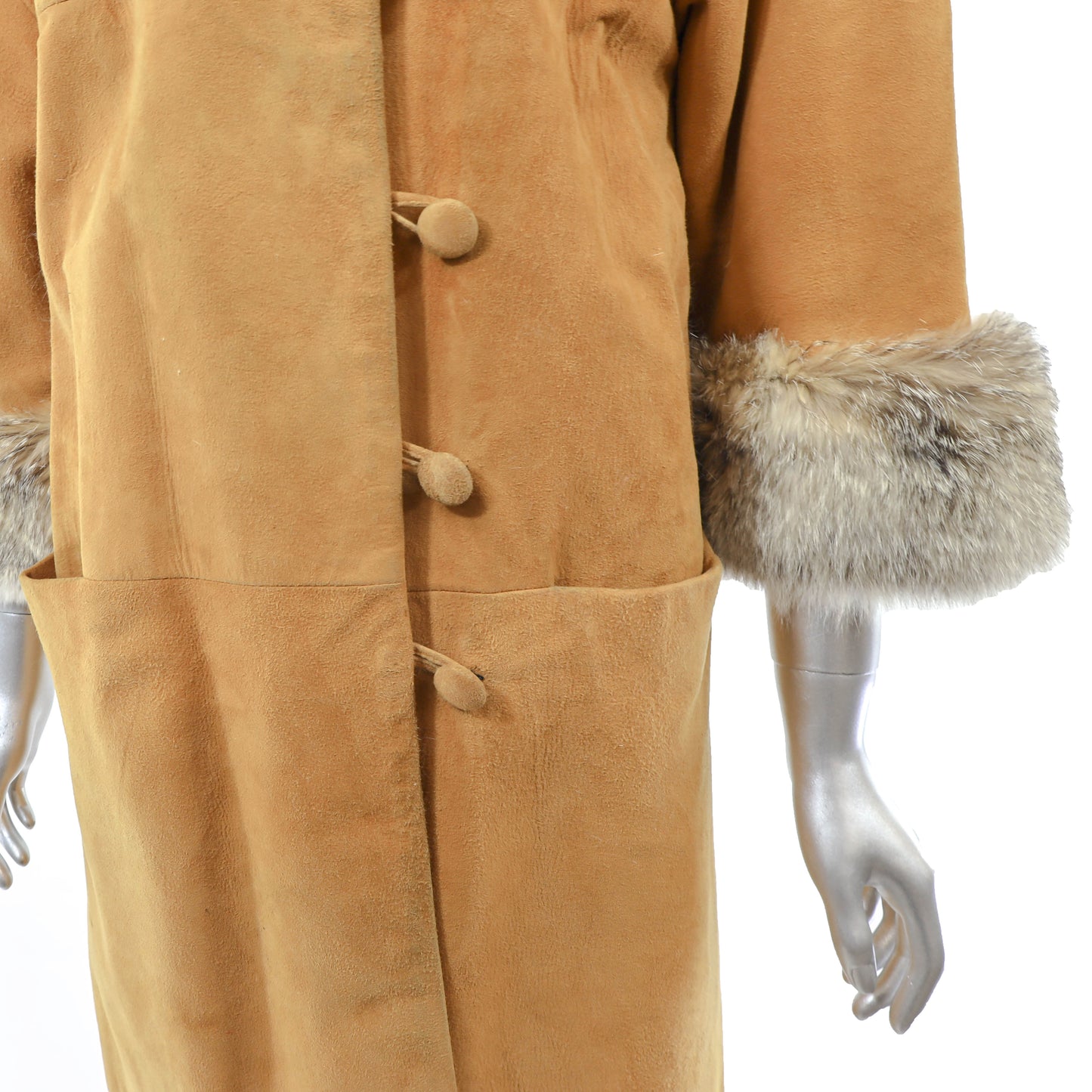 Suede Coat with Coyote Trim- Size M