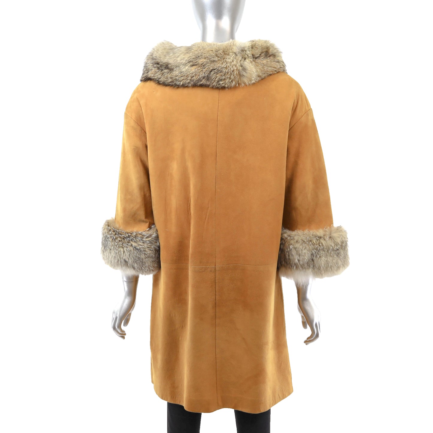 Suede Coat with Coyote Trim- Size M