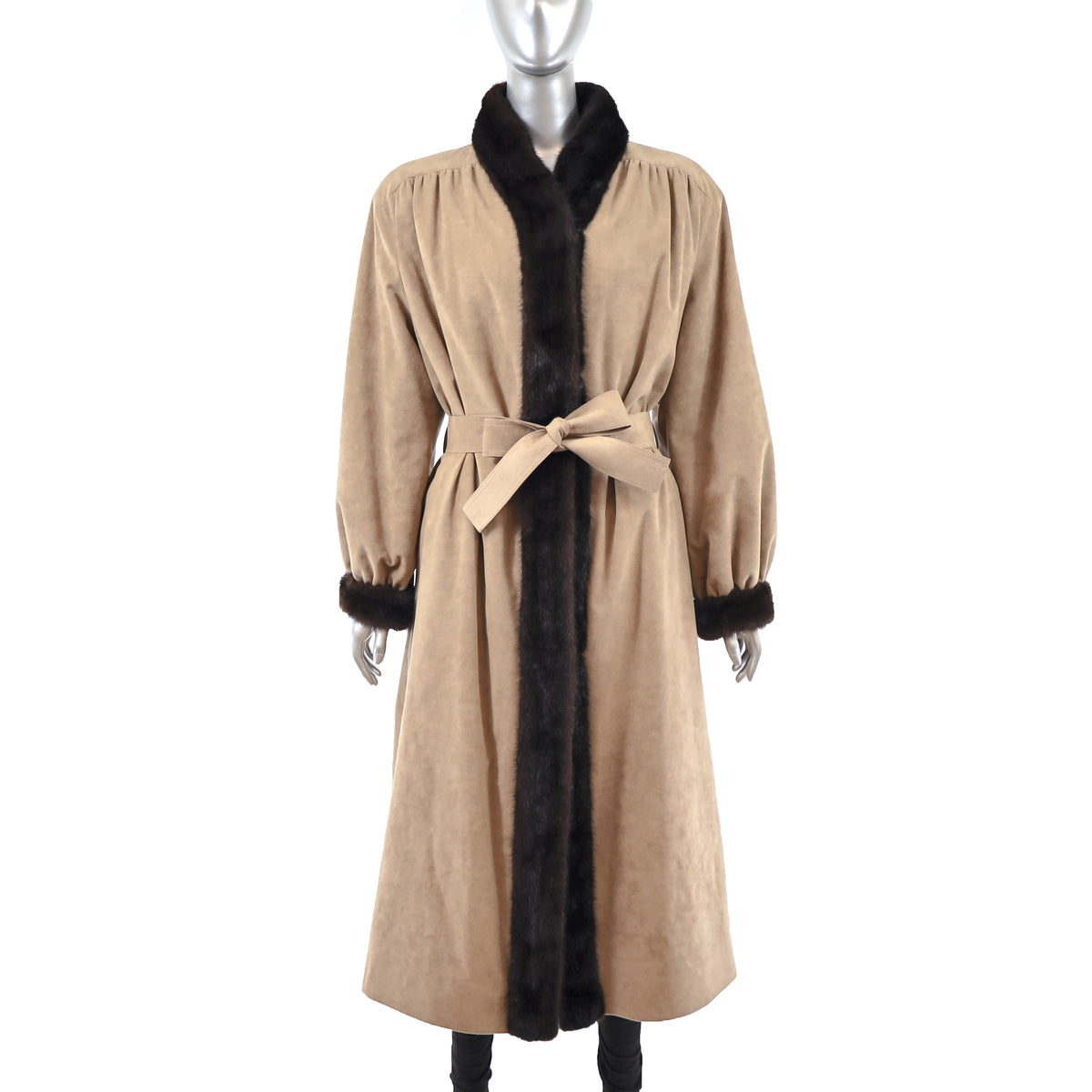 Suede Coat with Mink Lining- Size L