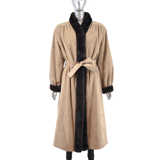 Suede Coat with Mink Lining- Size L