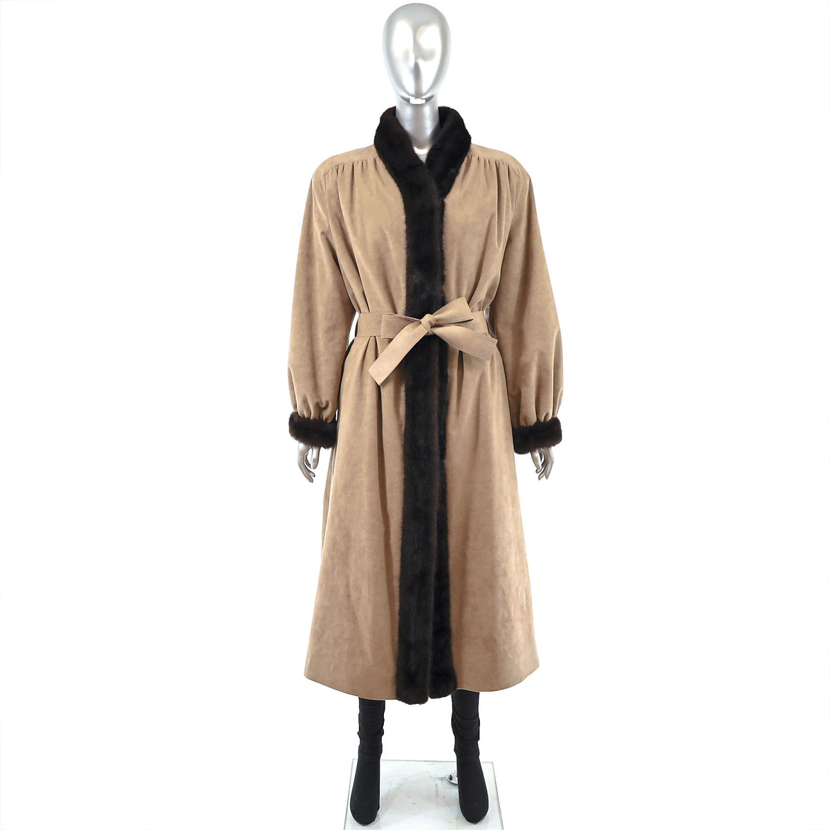 Suede Coat with Mink Lining- Size L