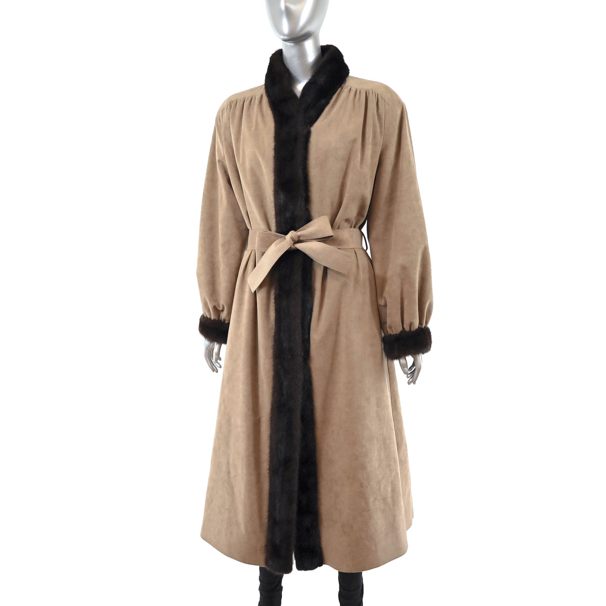 Suede Coat with Mink Lining- Size L