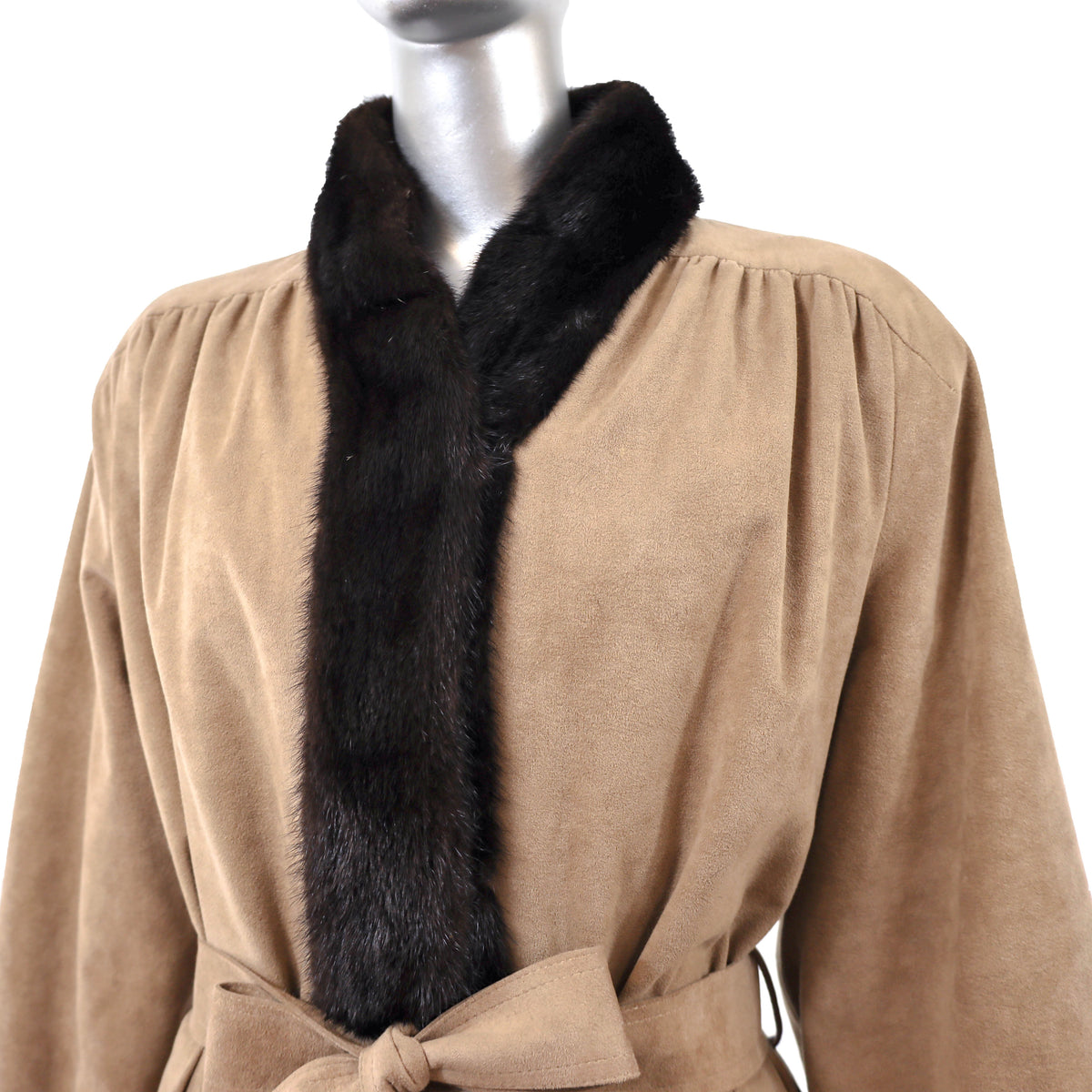 Suede Coat with Mink Lining- Size L
