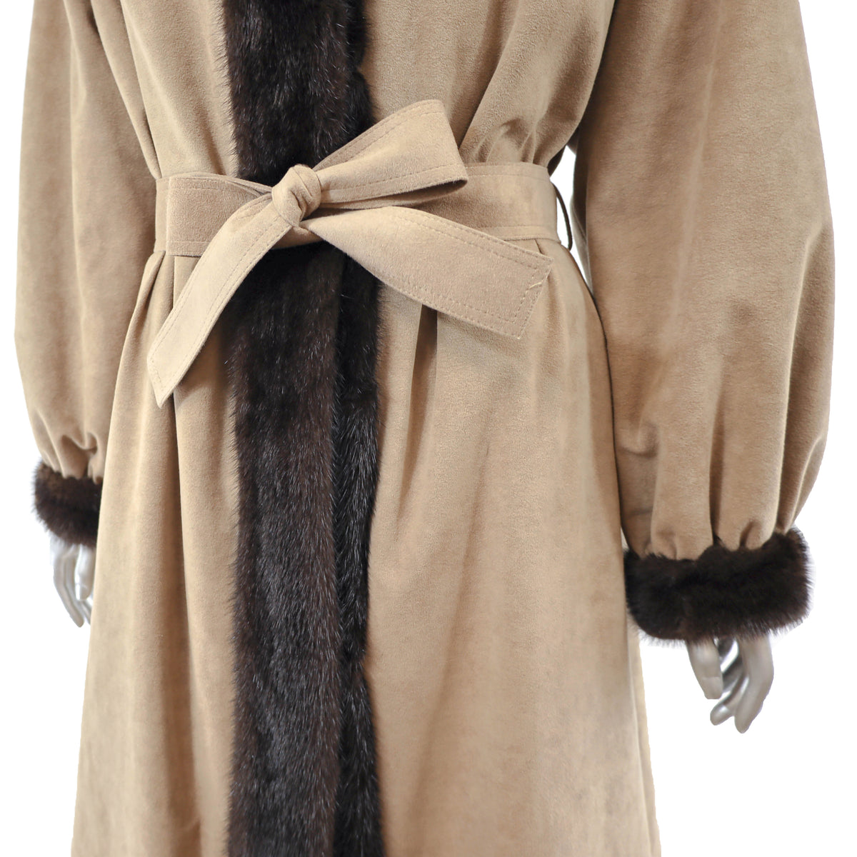 Suede Coat with Mink Lining- Size L