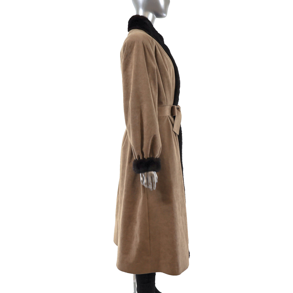 Suede Coat with Mink Lining- Size L