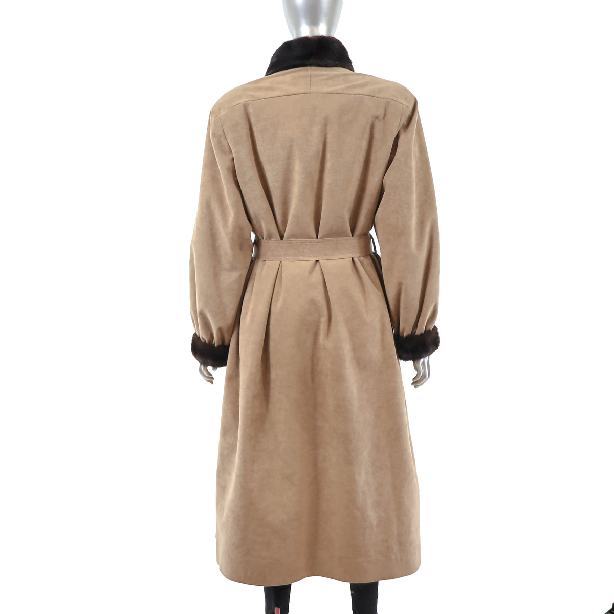Suede Coat with Mink Lining- Size L