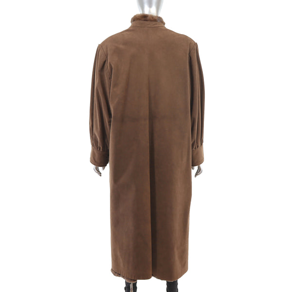 Bergdorf Goodman Ultrasuede Coat with Removable Squirrel Liner - Size L