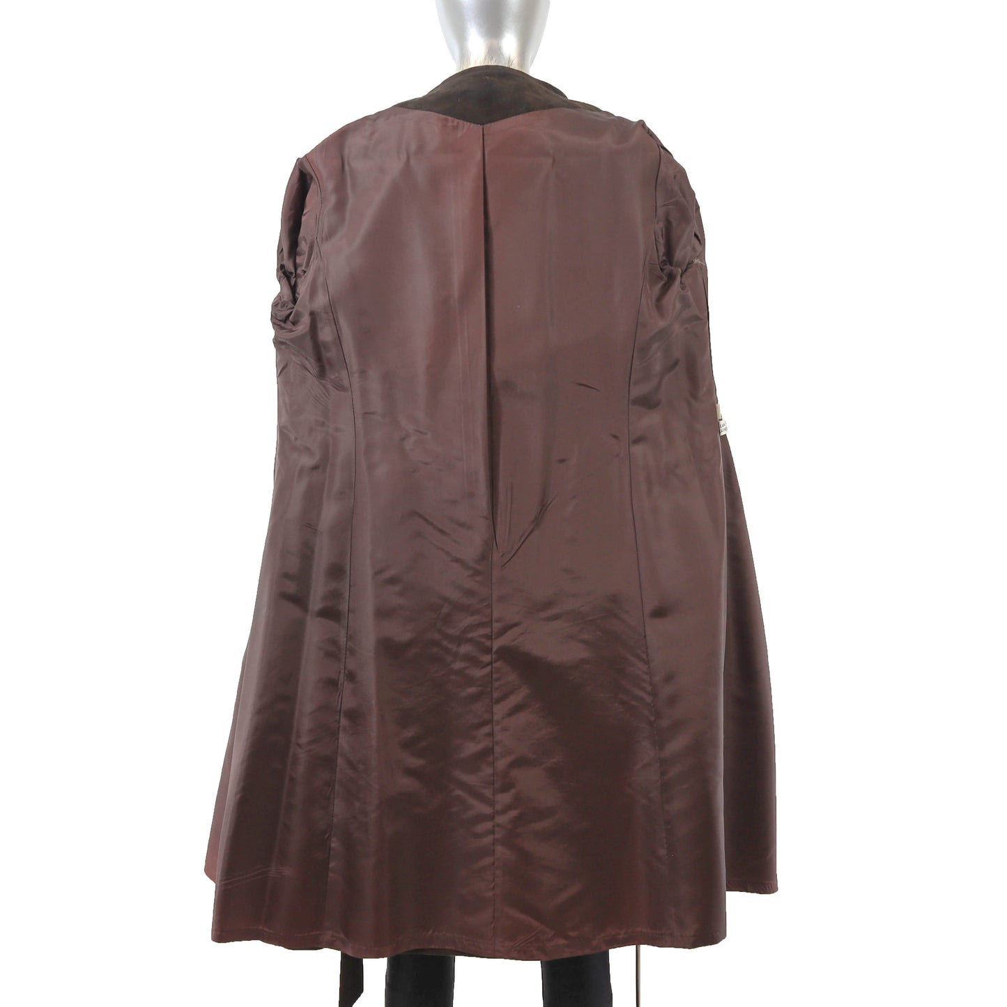 Brown Suede Coat with Raccoon Collar- Size M