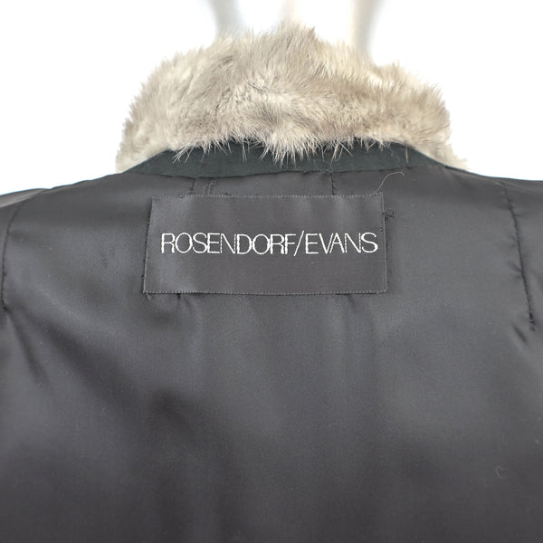 Rosendorf Evans Hunter Green Suede Jacket with Sapphire Mink Trim- Size M